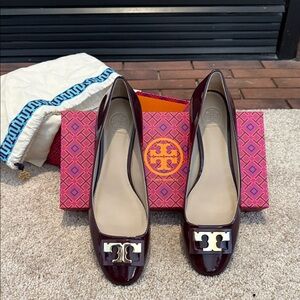 Tory Burch Gigi Pump - Soft Patent Leather - Gorgeous Port Wine Color- Like New!